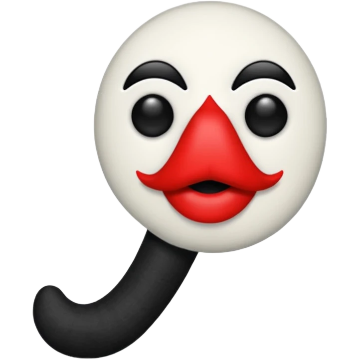 Sock puppet with black button eyes and lipstick emoji