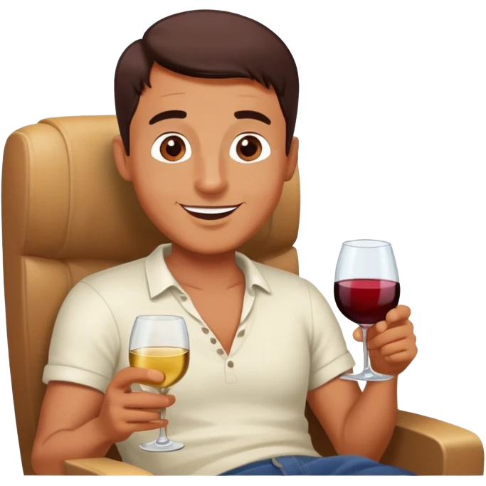 man with wine and a movie emoji
