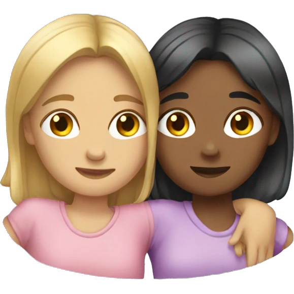 Two girls cuddling  emoji