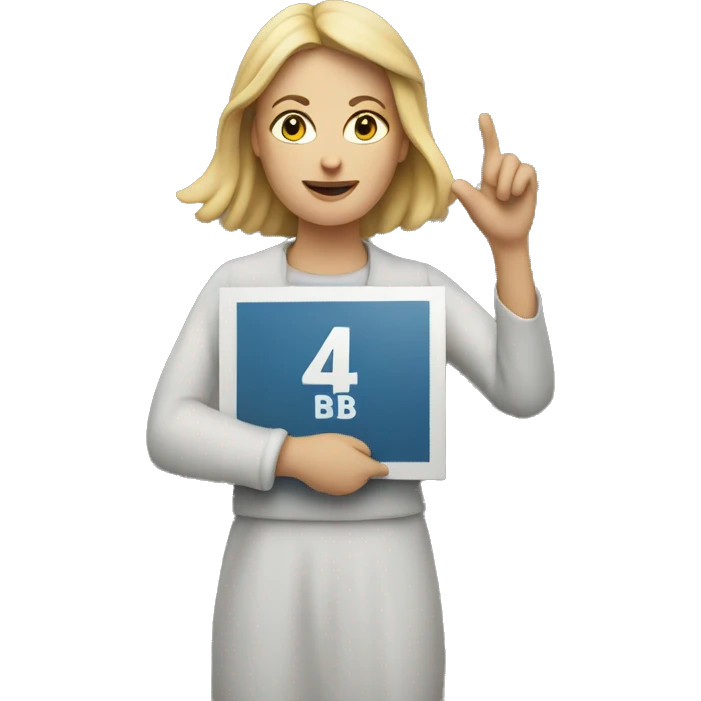 White woman holding 4 B movement sign emoji