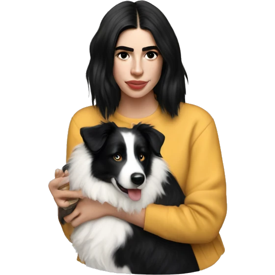 Dua lipa holding a border collie emoji
