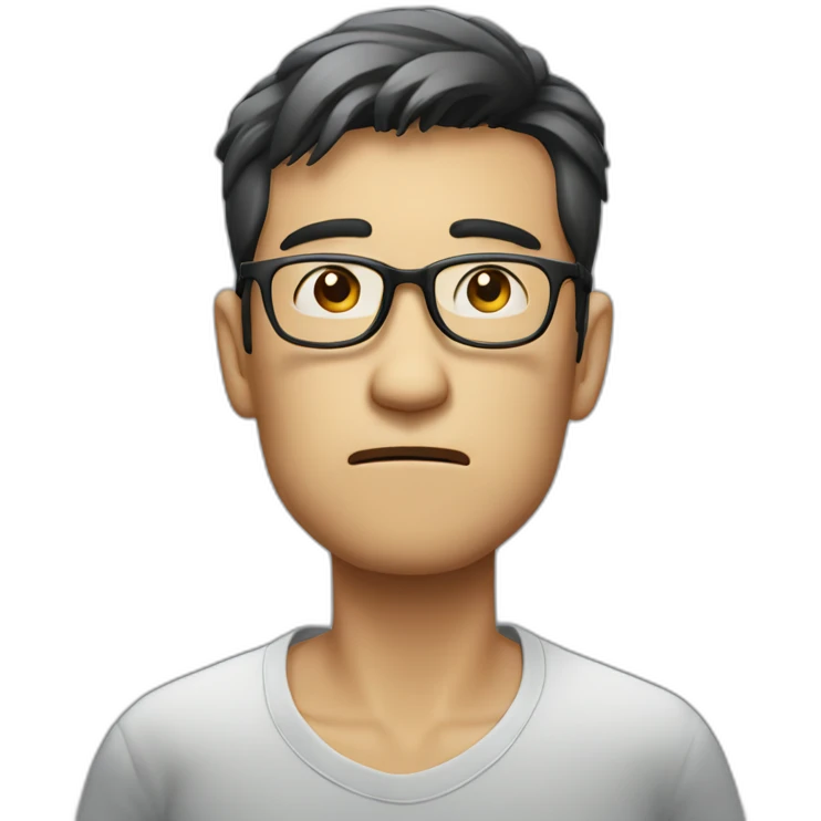 HongKong guy glasses worry face smoking emoji