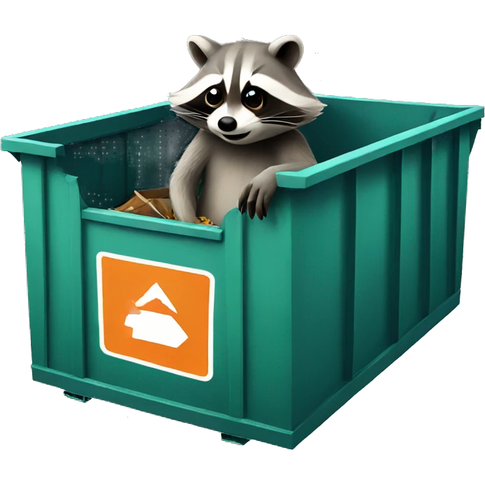 Raccoon smoking in dumpster emoji