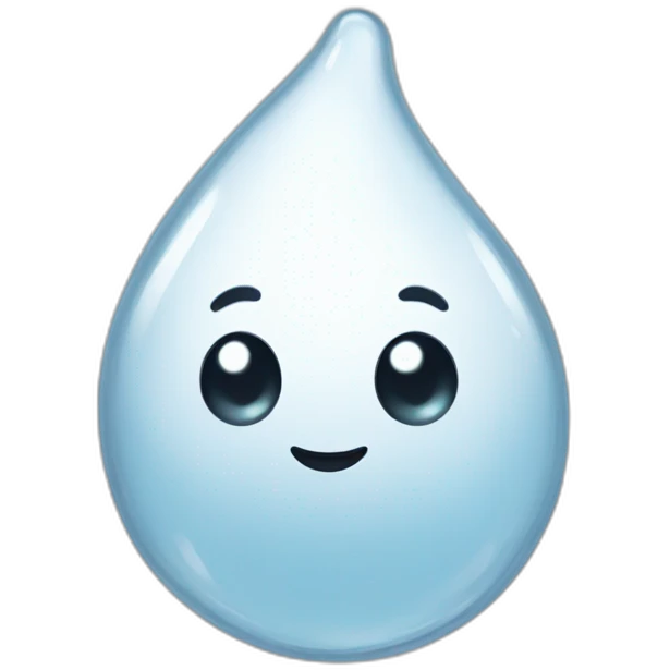 happy white droplet swimming, no water, only white liquid, with tail swimming, make the tail a bit squiddly,   emoji