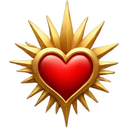 red Gothic heart with gold rays emoji
