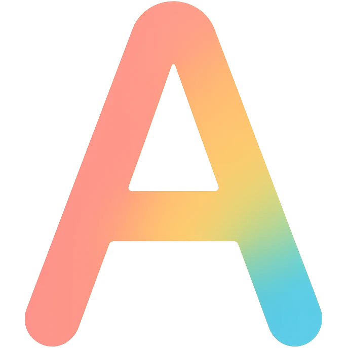 letter A colorful icon soft gradients rounded edges friendly inviting emoji