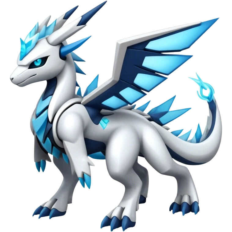 Futuristic Kyurem-reshiram-Glaceon-dialga-hybrid, full body emoji