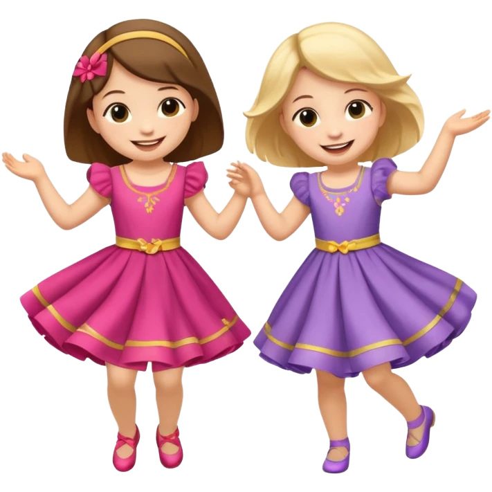 Two little children dancing. emoji