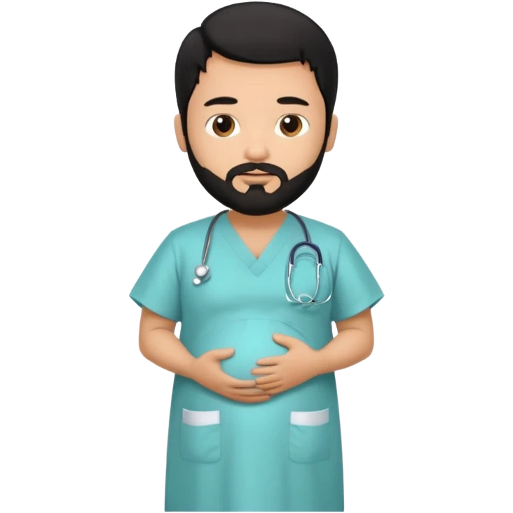 pregnant man with beard black hair and beard emoji