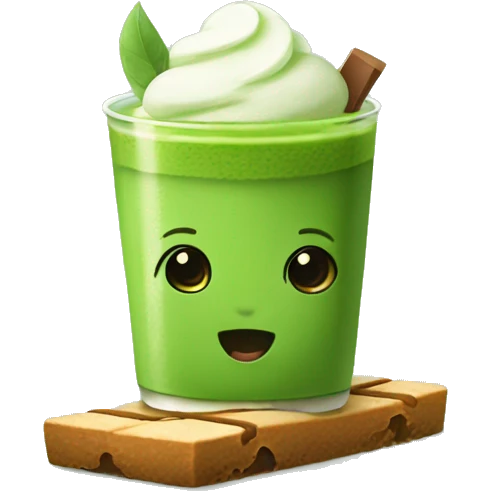 cute matcha with protein bar emoji