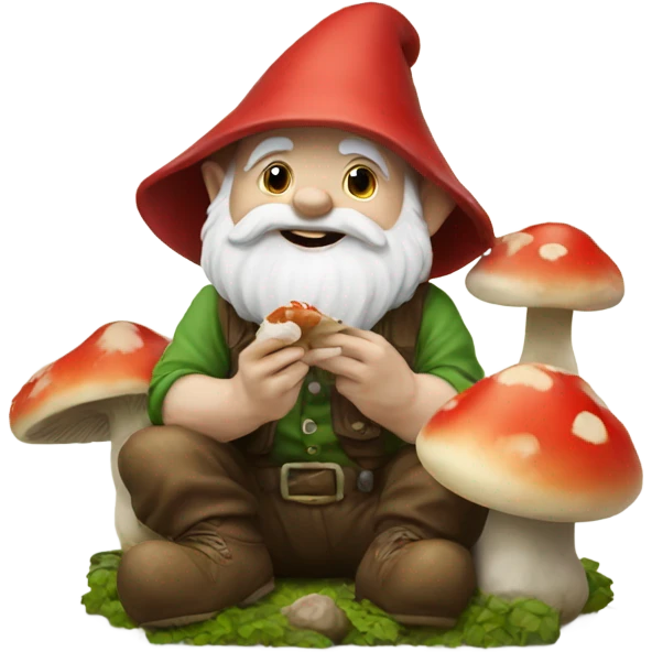 Gnome eating mushrooms emoji