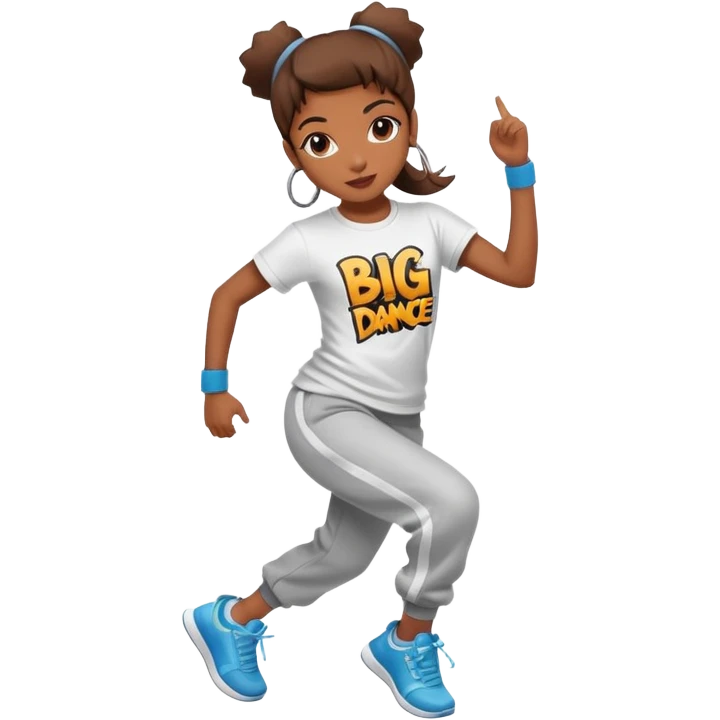 Hip hop Dancer  girl  with a big jogging and an tshirt write in it urban dance emoji