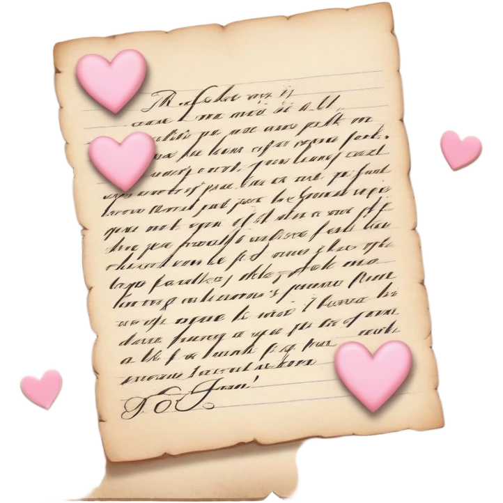 ultra realistic romantic letter with pastel pink hearts emoji