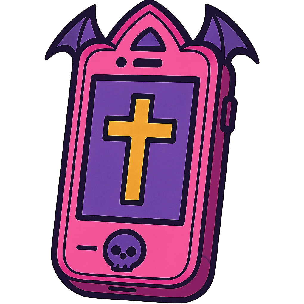 pink gothic smartphone in vibrant toon style emoji