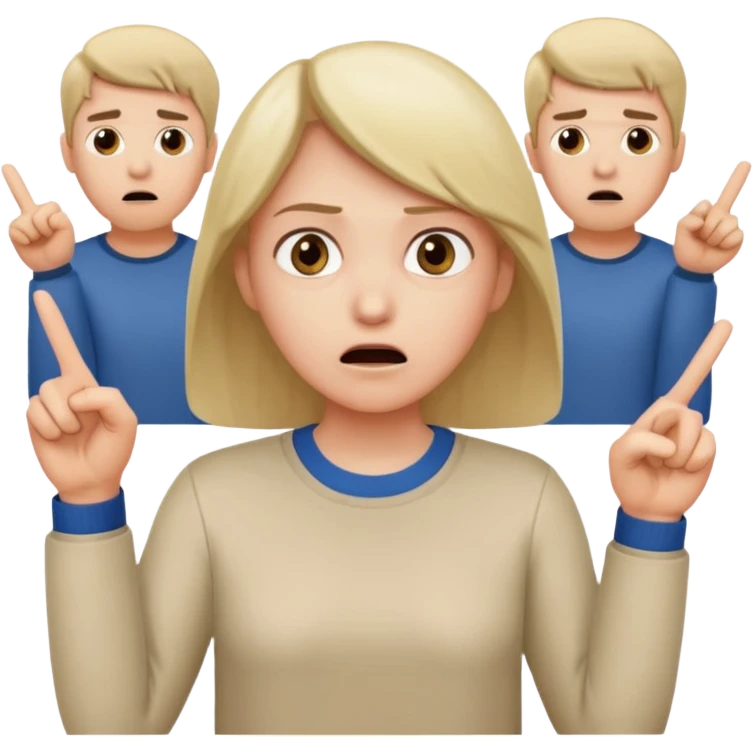 A person in the front row feeling scared, with the audience behind them POINTING FINGER. emoji