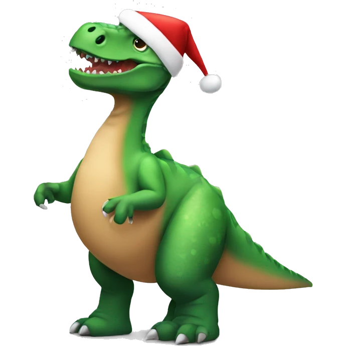 Dinosaur with Christmas hat emoji