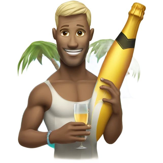 surfer with a glass of champaign emoji