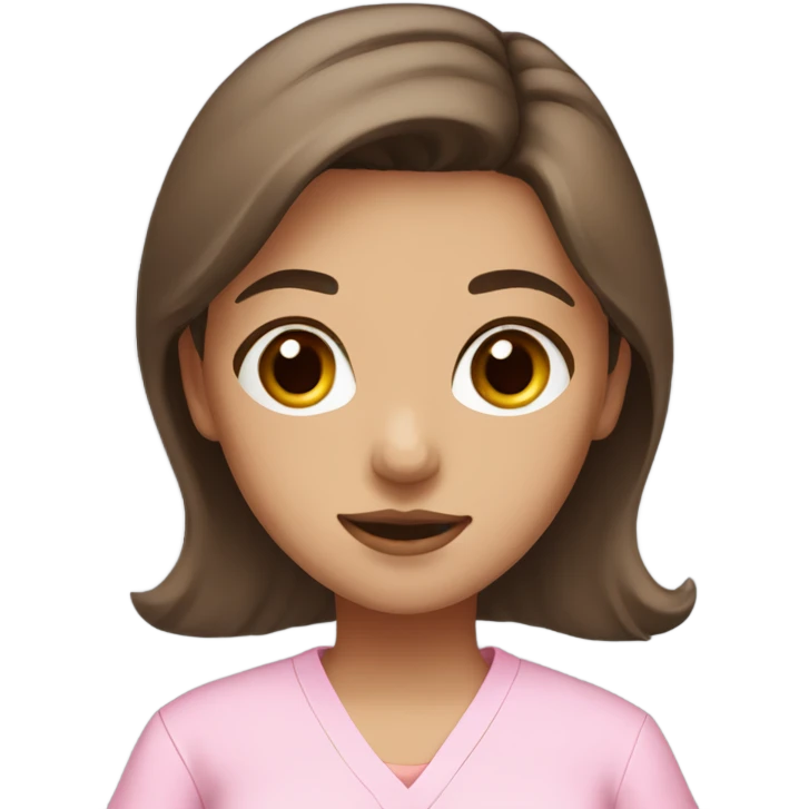 Girl with brown hair & brown eyes in pink scrubs  emoji