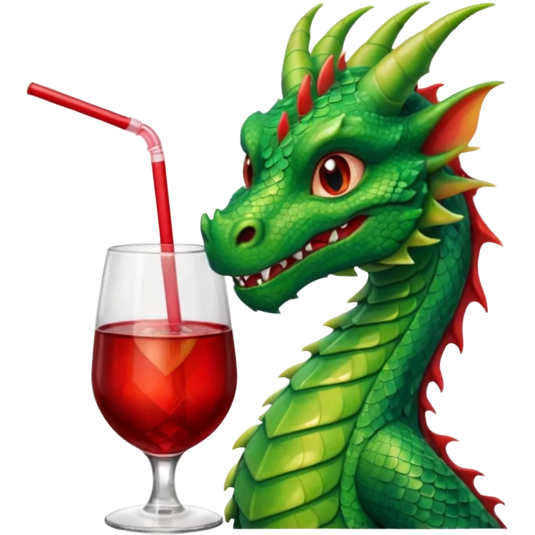 Dragon sipping with a straw from a drink emoji
