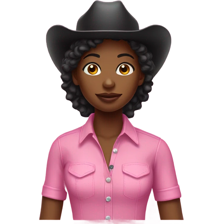 Black girl wearing a pink cowboy hat emoji