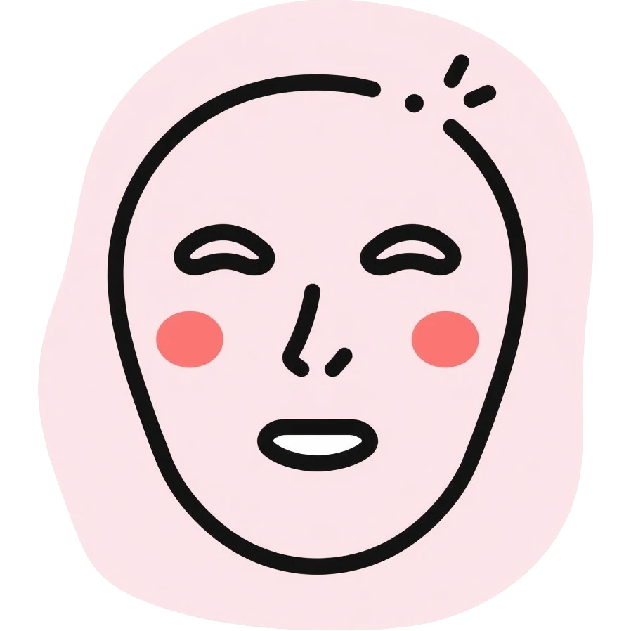 Face mask sheet, minimalist, rounded, soft pastel colors, SOS skin care emoji