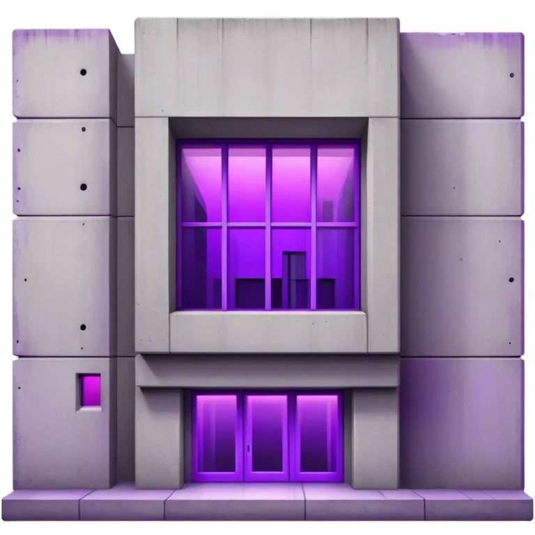 Brutalist concrete building with single vibrant purple window illuminated from within emoji