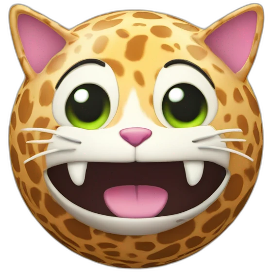 3d sphere with a cartoon Cat skin texture with big playful eyes emoji