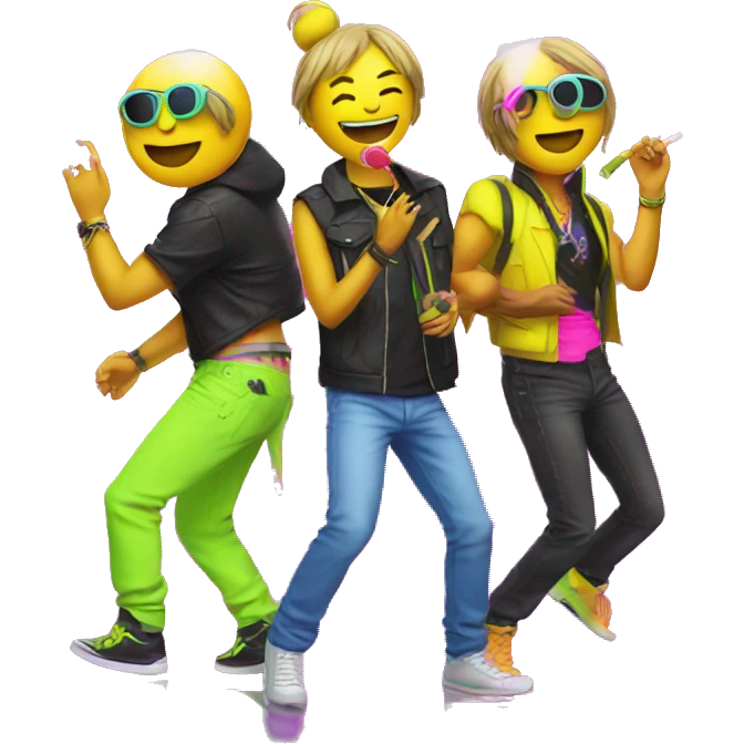 Rave party dancing neon smoking emoji