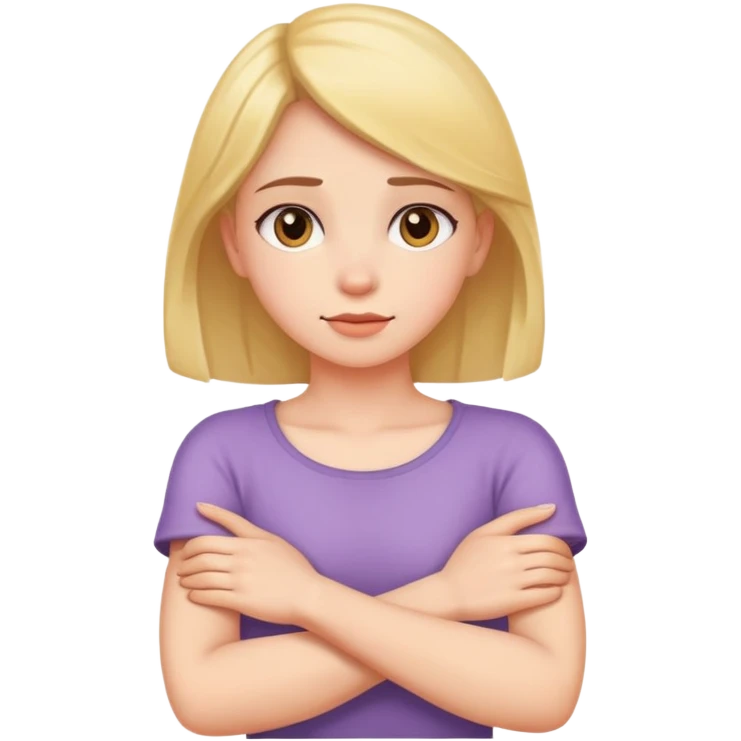 Arms crossed holding neck girl emoji