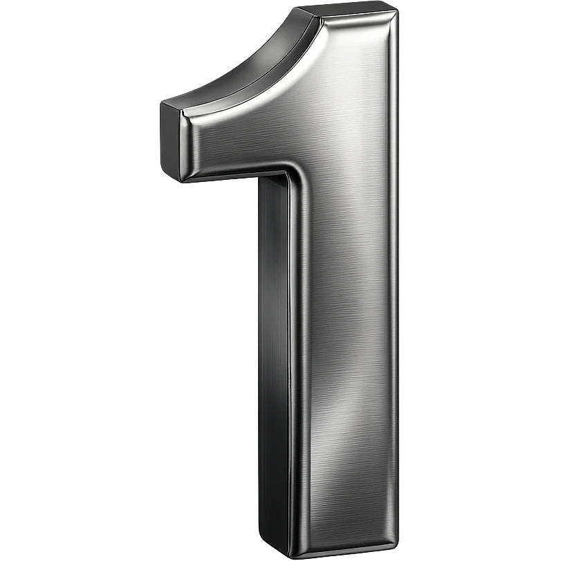 A 3D number 1 in a neon style with a glowing effect, animated to appear from bottom to top emoji