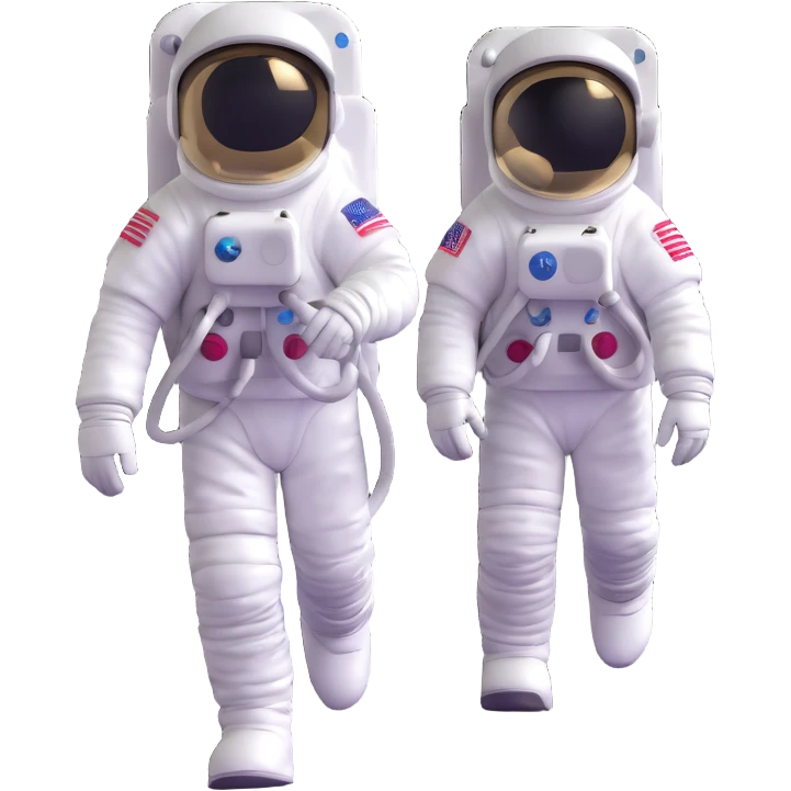 astronaut walking on the moon surface with lunar landscape emoji
