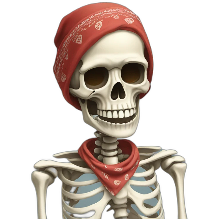 skeleton with a bandana around neck emoji