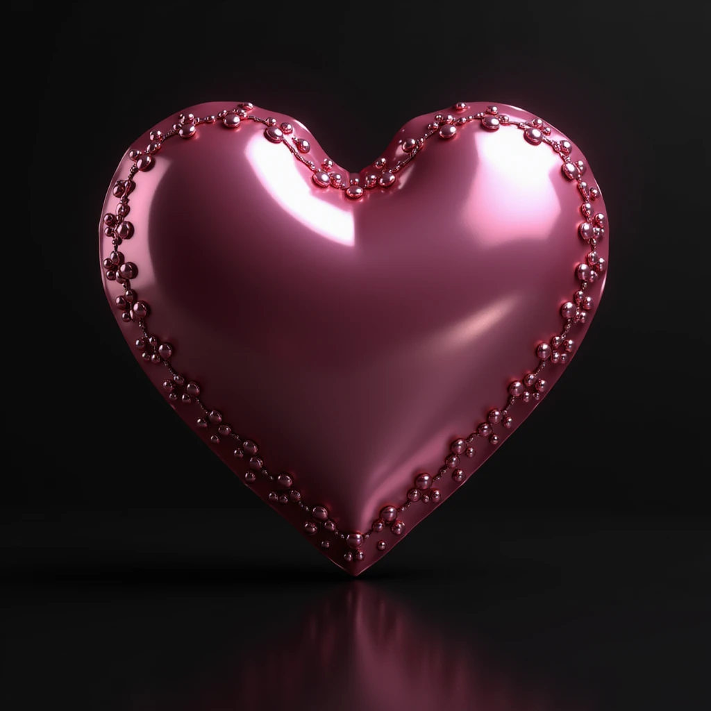 Blackpink heart symbol, photorealistic style, pink and black colors, shiny and elegant emoji