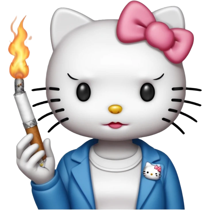 hello kitty with a blunt emoji