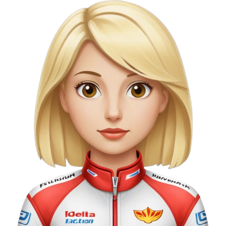 blond woman i in racing suit emoji