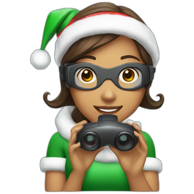 Christmas girl holding vr headset emoji