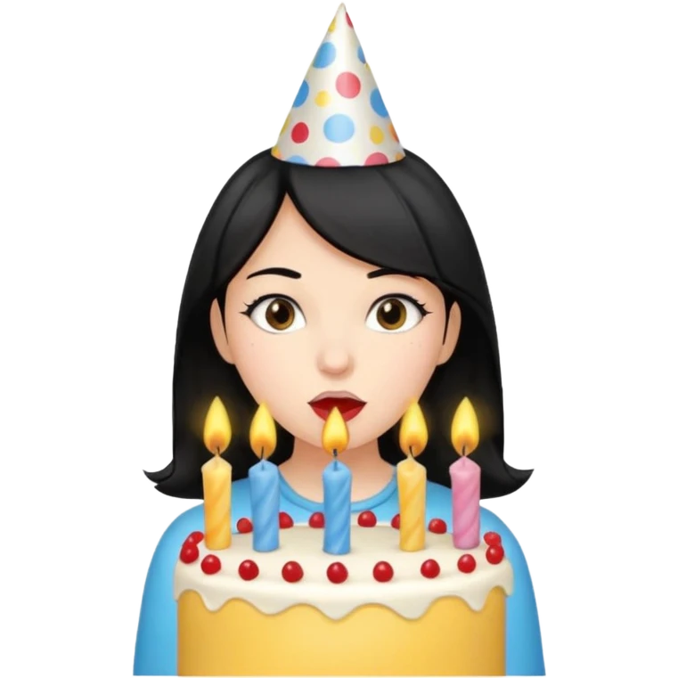 girl for birthday with black hair emoji