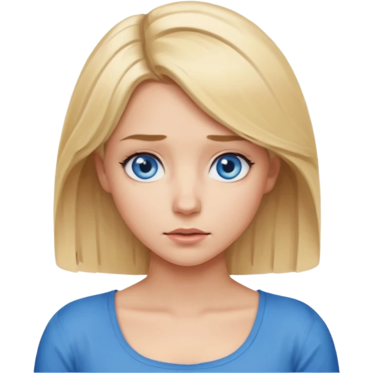 shoulder shrugging female with Mid length Blonde hair blue eye emoji