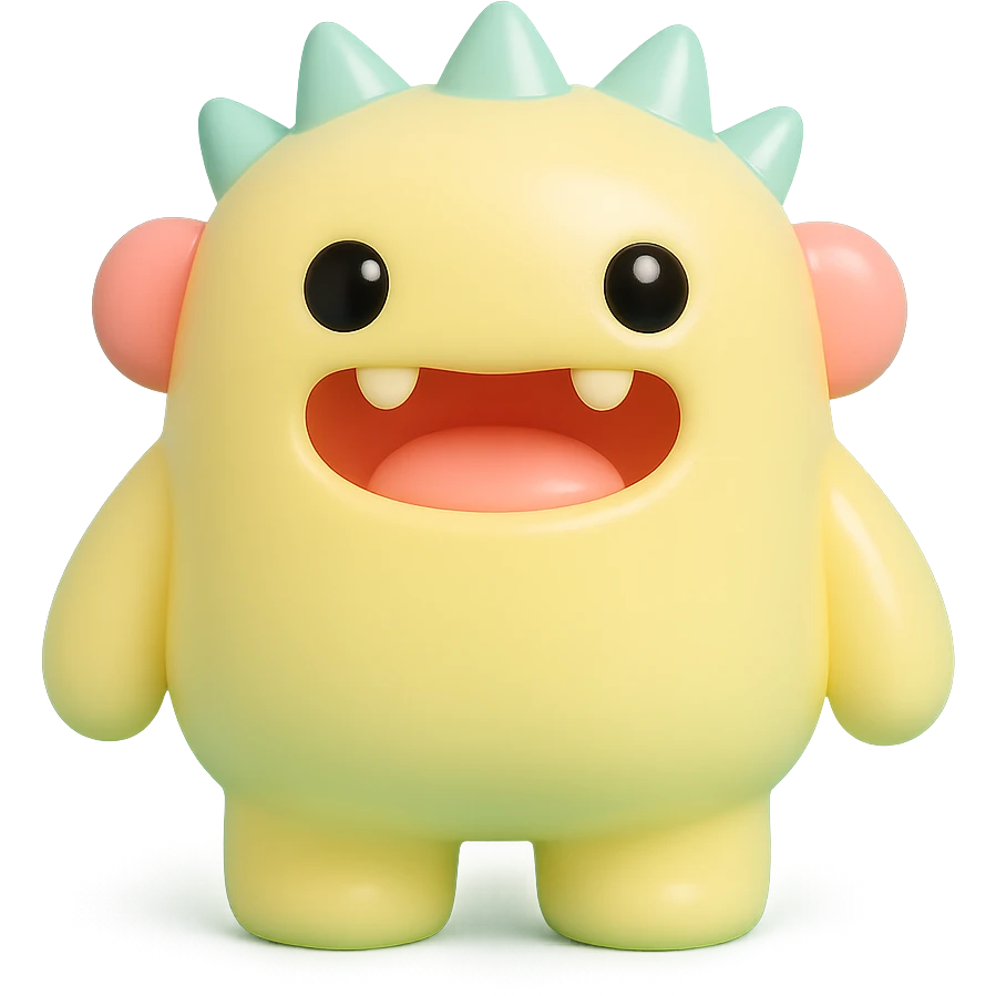 cute monster character, toy-like, colorful emoji
