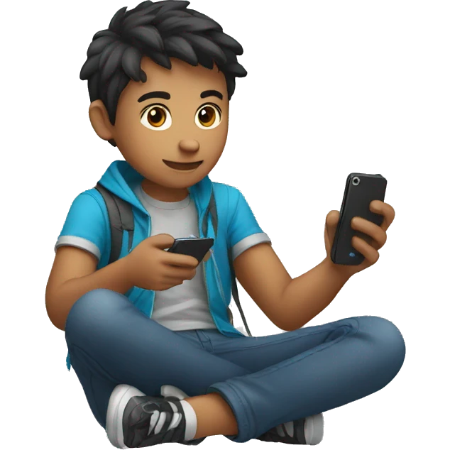 boy with mobile playing gamer  emoji