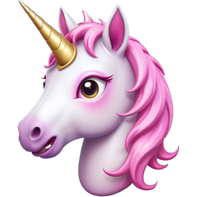 Cinematic Comical Unicorn Pony Portrait Emoji, Head tilted dramatically with an exaggeratedly amused expression, featuring a compact, magically adorned form with a sparkling tiny horn, wide, comically expressive eyes full of playful disbelief, and a subtly animated mane, Simplified yet hilariously expressive features, highly detailed, glowing with a slightly sassy pastel glow, high shine, dramatic yet playful, stylized with an air of cheeky magical mischief, soft glowing outline, capturing the essence of a meme-worthy unicorn pony that looks ready to trot its way into viral fame! emoji