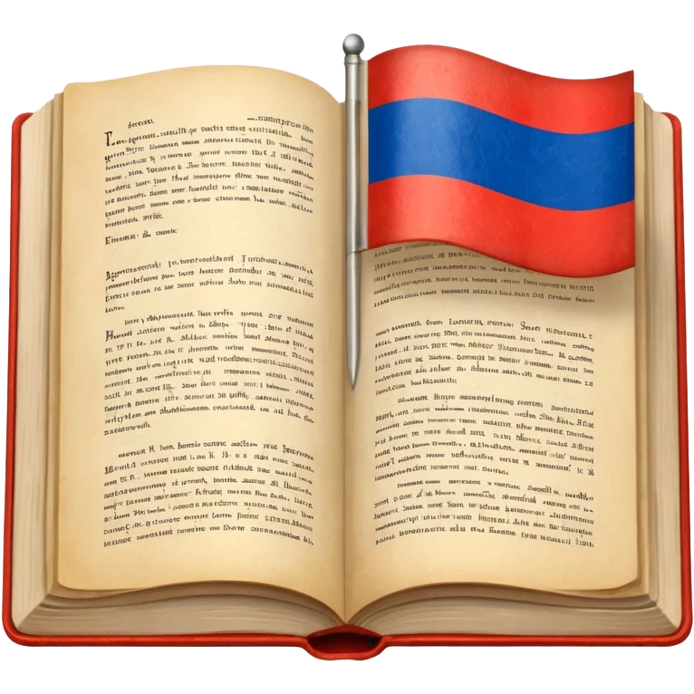 Open book showing Cyrillic text with a small Russian flag bookmark emoji