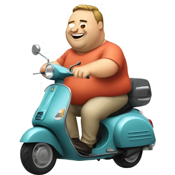 fat guy riding vespa emoji