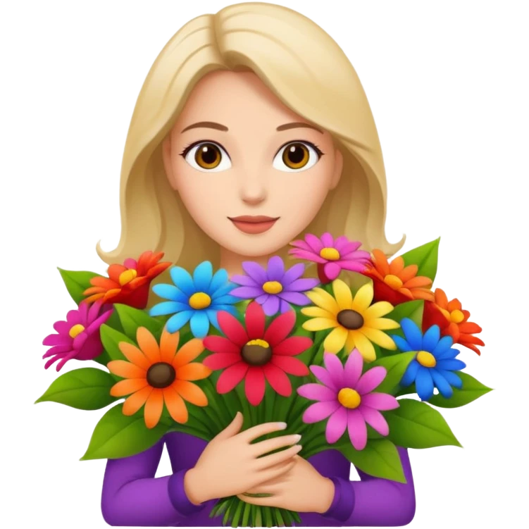 woman with big bouquet of flowers emoji