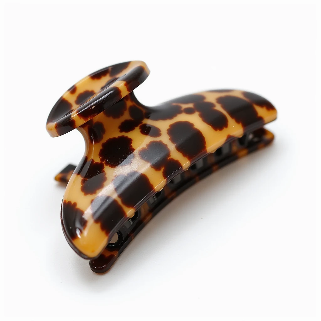 realistic hairclip with tortoiseshell pattern, photorealistic, isolated, no hair, neutral background emoji