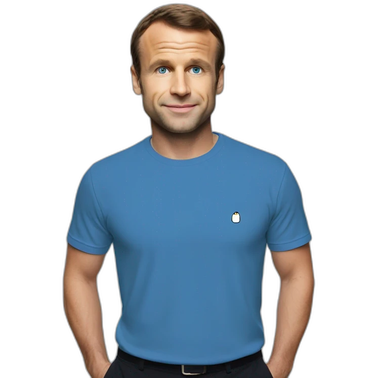 macron with bleu tshirt emoji
