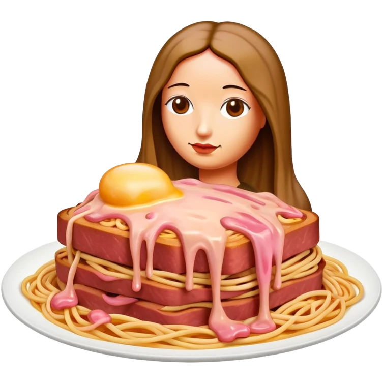  SPAM meat melted pink dripping sauce spaghetti monalisa  emoji