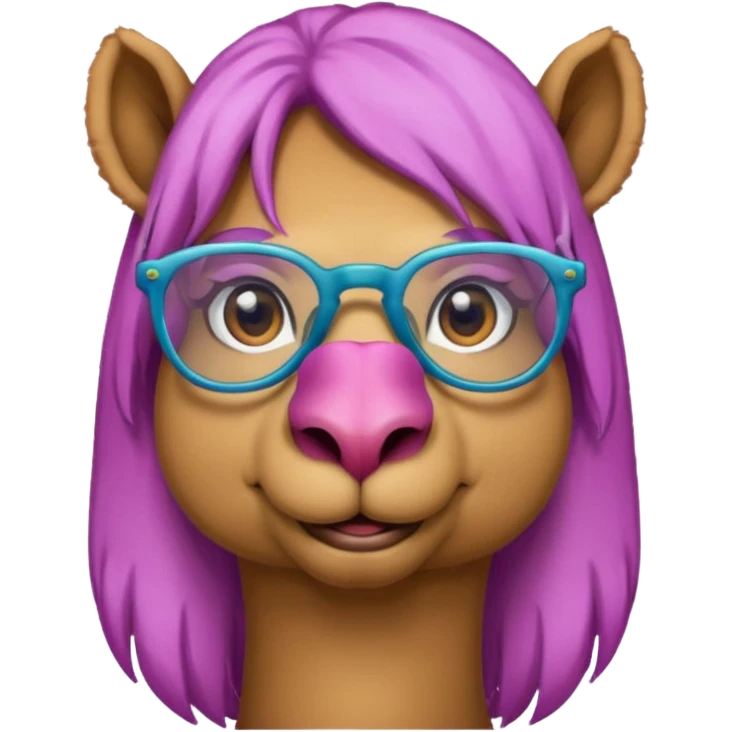 camel face with colored hair and glasses emoji