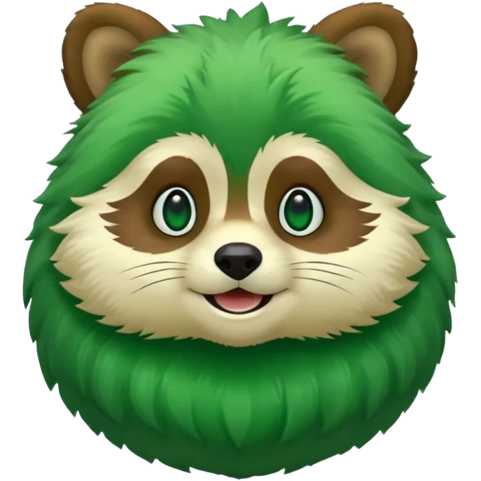 Green tanuki, all green body, only green tone colors emoji