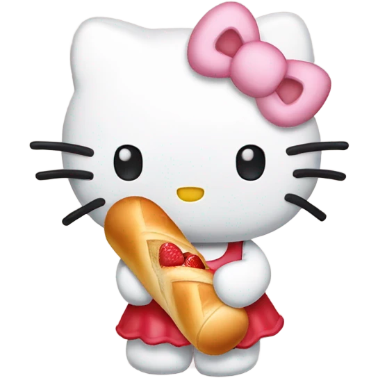 hello kitty eating baguette  emoji